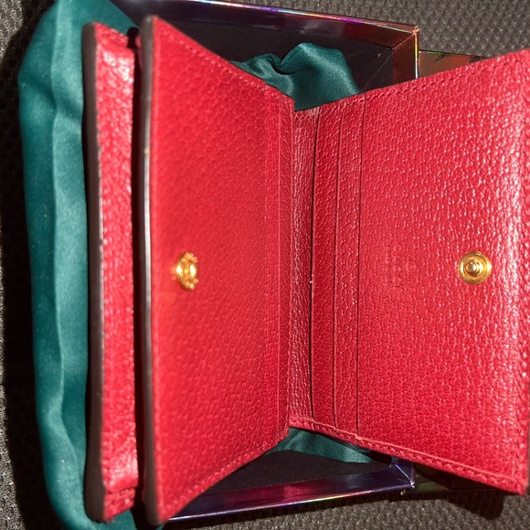 SOLD…SOLD…..GUCCI Ophidia GG Web Flora Card Case Wallet -Red Leather - Picture 4 of 6